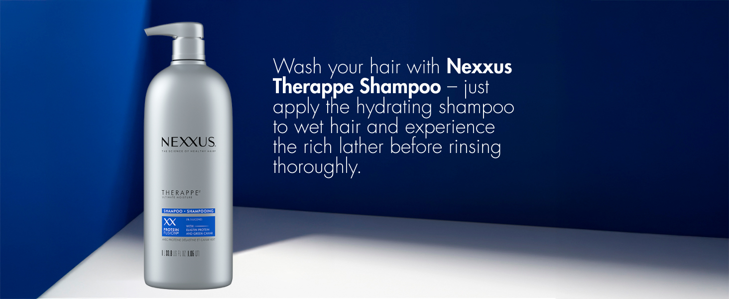 Products shot against white background with swirling water and blue pearls with text.