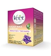 VEET Sugar Wax Hair Remover - Perfect for First Time Waxers - Contains 12 Fabric Strips & 1 Spatu...