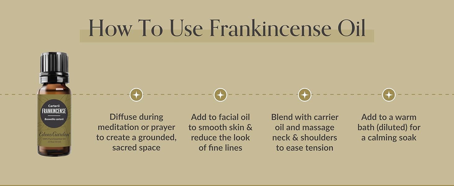 how to use frankincense oil, diffuser for prayer, anti-aging face oil, calming massage, bath soak