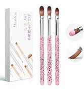 MelodySusie 3Pcs Acrylic Nail Brush Set, Size 8/10/14 Professional Nail Brushes for Acrylic Appli...