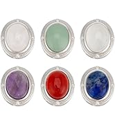 BENECREAT 6 Styles Brass Pave Crystal Cabochons, Gemstone Cabochons for Necklace Earring Pendant ...
