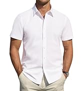 J.VER Men's Short Sleeve Dress Shirts Stretch Stain Shield Casual Button Down Shirts Solid Formal...