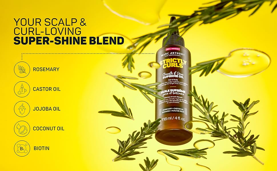 blend of rosemary, castor, jojoba, coconut oil, with biotin