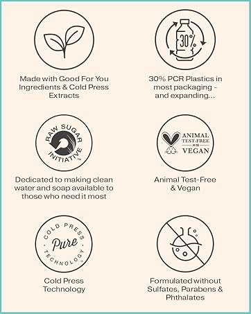 cold press technology raw sugar initiative animal test free cruelty no sulfates parabens phthalates