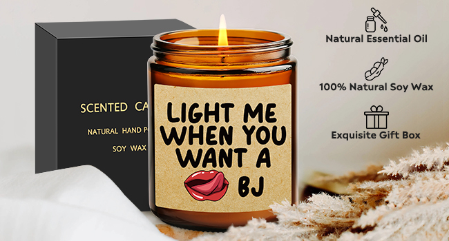 Funny Gifts for Men, Light Me When You Want A BJ Candle - Naughty Gifts for Men Valentines Day