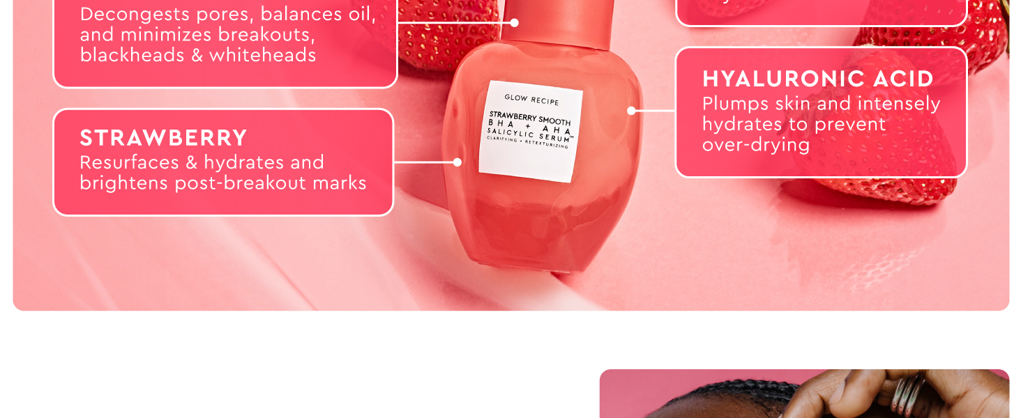 AHA, hyaluronic acid, strawberry