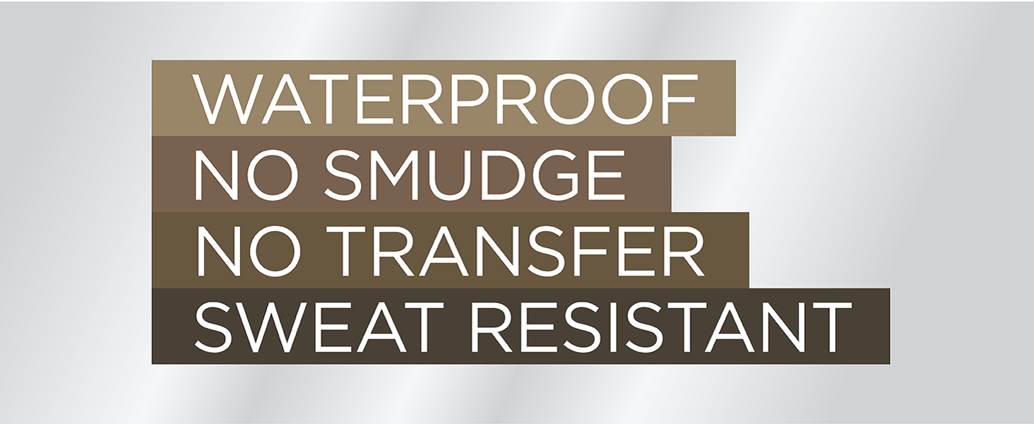 waterproof, no smudge, no transfer, sweat resistant product 