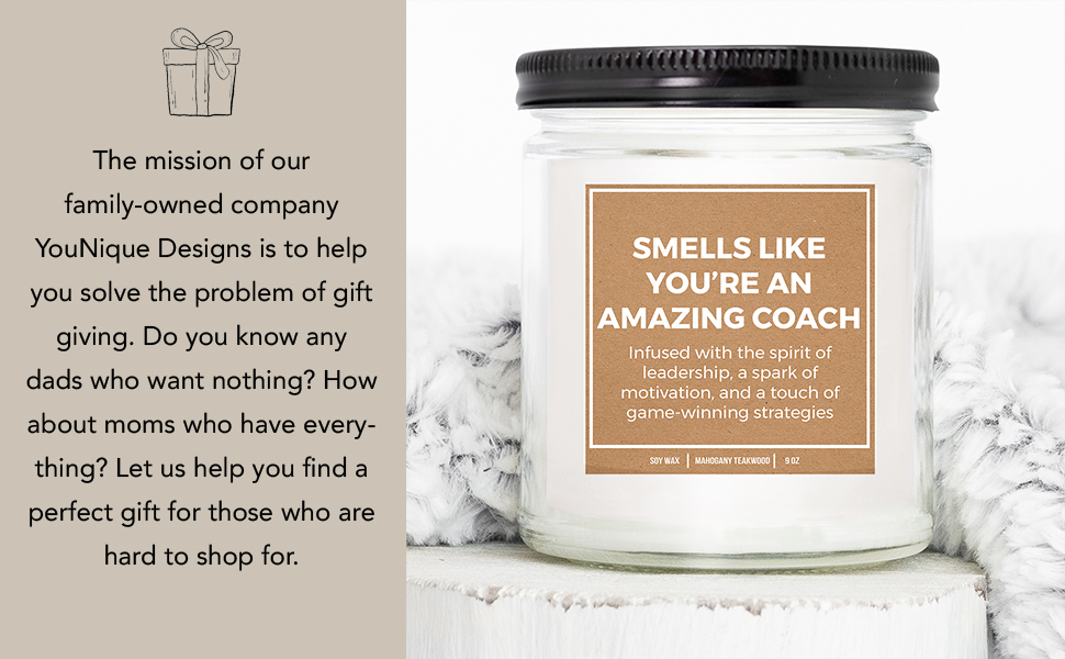 You're An Amazing Coach scented lavender vanilla soy wax white candle for women, 8 oz, gift logo