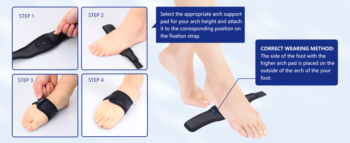 Select the appropriate arch support pad for your arch height