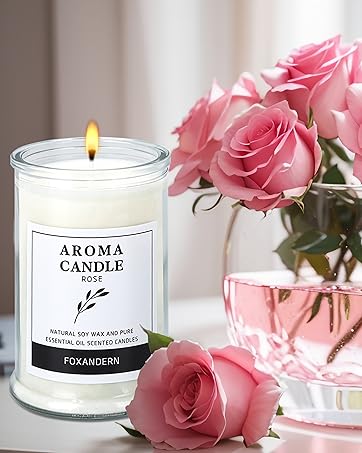 Rose Candle, Long Lasting Candles for Home Scented, Aromatherapy Candle, Highly Scented Candles