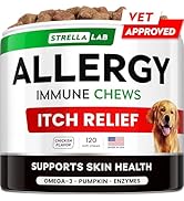 StrellaLab Dog Allergy Relief — Dog Itchy Skin Treatment with Omega 3 & Pumpkin, Dogs Itching and...