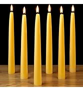 10inch Beeswax Taper Candles 6 Pack Natural Beeswax Candles Smokeless 10 Hour Long Burning Tapere...