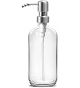 GMISUN Glass Soap Dispenser with Pump, 1 Pack Clear Bathroom Hand Soap Dispenser, 16 Oz Dish Soap...