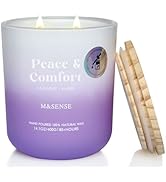 M&SENSE Lavender Amber Candle for Home Scented, 14.1oz Non Toxic 80 Hours Long Lasting Natural So...