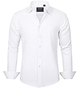 J.Ver Men's Dress Shirts Solid Long Sleeve Stretch Wrinkle-Free Formal Shirt Business Casual 