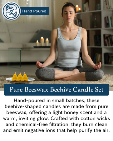  Cleansing Sage Meditation Accessories Gift Beeswax Beehive Pillar Candle Set Handcrafted Tripod