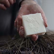 Lavender soap in hand