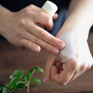 Rubbing diaper stick on hand
