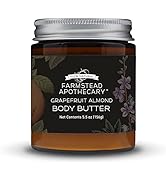 Farmstead Apothecary 100% Natural Body Butter with Organic Safflower Oil, Organic Shea Butter & O...