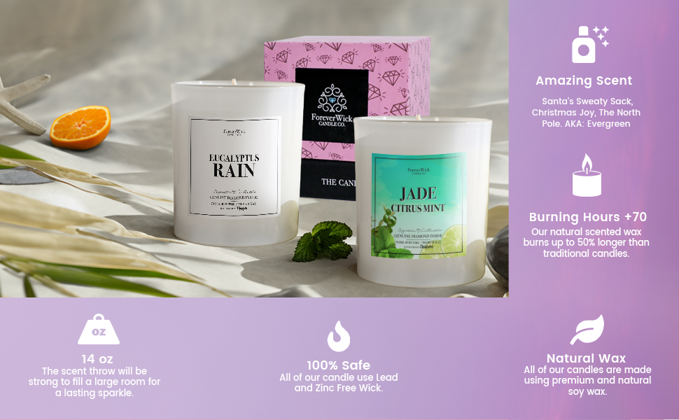 Product benefits - 70+ hour burn time candle with surprise inside candle with diamond inside