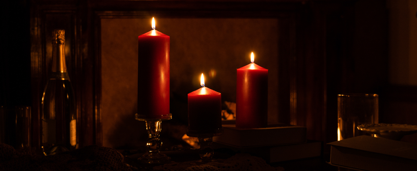 MOZEAL Red Pillar Candles