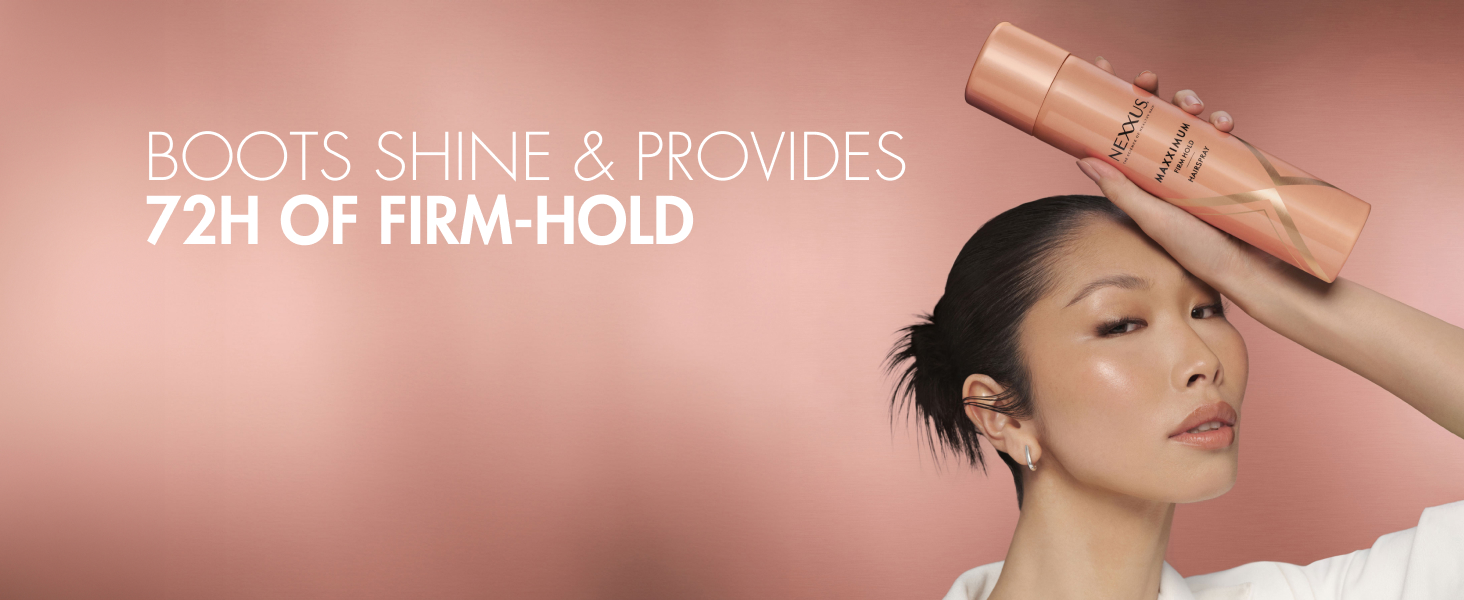 Four models with beautiful hairstyles against pink background with white headline.