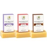 Southern Natural Goat Milk Soap Bar (Variety 3 Pack) Lavender, Southern Bell, Honey Almond - For ...