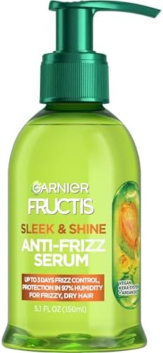 Garnier Fructis Sleek & Shine Anti-Frizz Serum for Frizzy, Dry Hair, Argan Oil, 5.1 Fl Oz, 1 Count (Packaging May Vary)