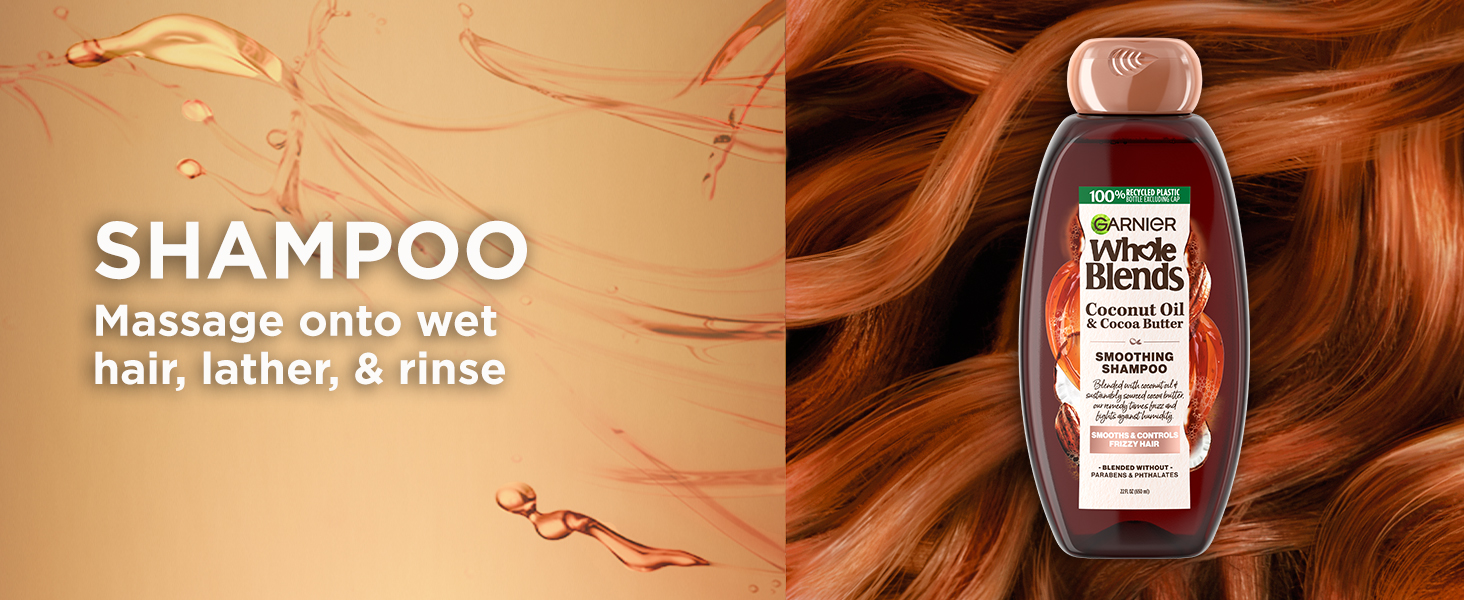 shampoo, massage onto wet hair, lather, &amp; rinse