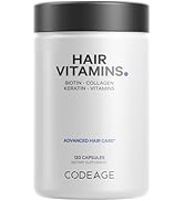 Codeage Hair Vitamins, Biotin, Keratin Supplement –Collagen, Vitamin A, B12, C, D3 & E - Zinc, Pr...