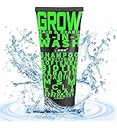 GROW Hair & Beard 11-in-1 Wash: Shampoo, Conditioner Softener, Biotin, Castor Oil, Peppermint Ess...