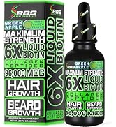 MAXIMUM STRENGTH Biotin 96,000mcg Collagen Peptides LIQUID Collagen for Men Hair Growth & Beard G...