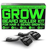GROW Beard Roller Beard Growth Kit - Best Beard Kit Set of 2 Hair Follicle Stimulator Rollers - T...