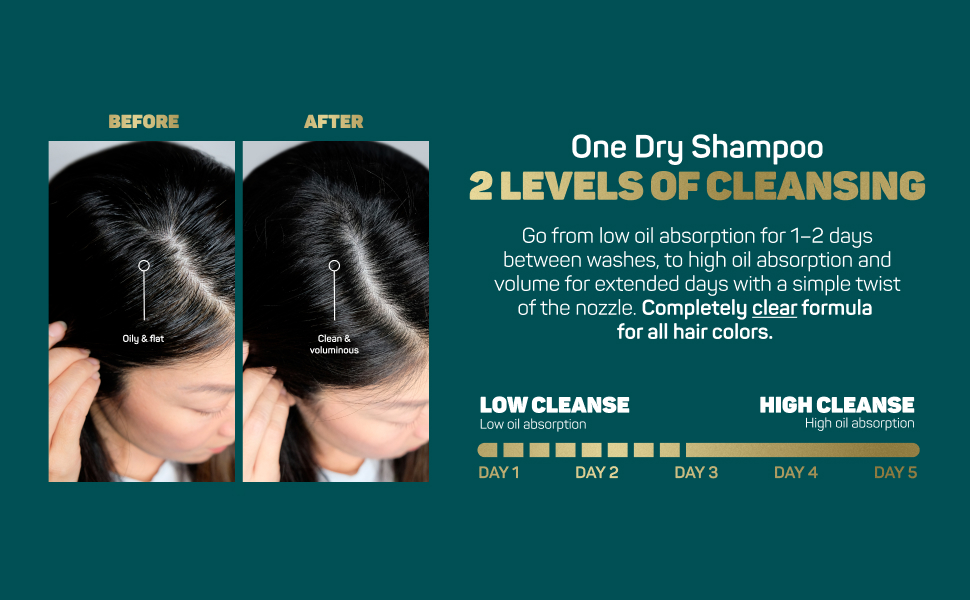 before and after picture using dry shampoo