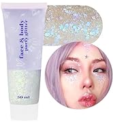 MEICOLY Chameleon Iridescent White Body Glitter,Chunky Face Glitter Paint,Color Changing Mermaid ...