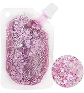 MEICOLY Light Pink Body Glitter,Mermaid Sequins Face Glitter Gel,Chunky Glitter Face Paint,Hologr...