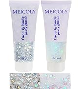 MEICOLY Clear White and Silver Body Glitter Set, Mermaid Face Glitter Gel, Singer Concerts Festiv...