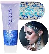 MEICOLY Chameleon Blue Body Glitter,Chunky Face Glitter Gel,Color Changing Mermaid Singer Concert...