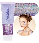 MEICOLY Chameleon Purple Body Glitter,Chunky Glitter Face Paint,Color Changing Mermaid Face Glitt...