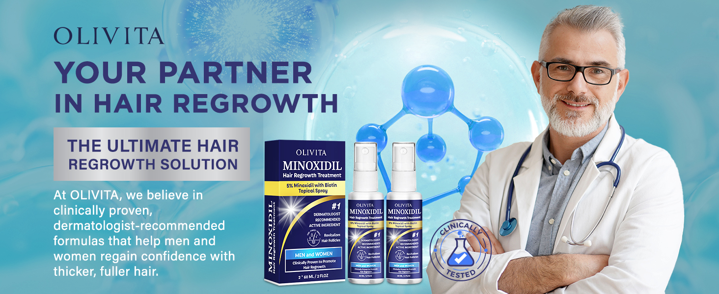 OLIVITA 5% Minoxidil for Men and Women Hair Growth Spray