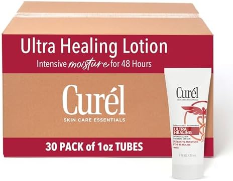 Curel Ultra Healing Intensive Fragrance-Free Lotion For Extra-Dry Skin, Dermatologist Recommended, Ideal for Sensitive Skin, Cruelty Free, Paraben Free, 1 Oz, Pack of 30