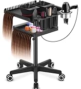 TASALON Rolling Salon Tray on Wheels, Metal Hairstylist Tray Rolling Cart for Hair Salon Station ...