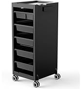 TASALON New Salon Trolley Cart with Wheels for Extra Storage, 5 Drawers & Dryer Holder, Space Sav...