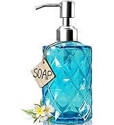 JASAI Diamond Design Soap Dispenser with 304 Rust Proof Stainless Steel Soap Pump, 12 Ounce Kitch...