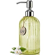 JASAI 18 Oz Vertical Striped Soap Dispenser with 304 Rust Proof Stainless Steel Pump, Refillable ...