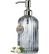 JASAI 18 Oz Vertical Stripes Kitchen Soap Dispenser with 304 Rust Proof Stainless Steel Pump, Ref...