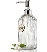 JASAI 18 Oz Clear Glass Soap Dispenser with Rust Proof Stainless Steel Pump, Refillable Liquid Ha...