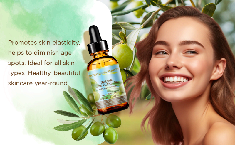 The woman is taking care of her hair with Italian Squalane Oil.