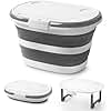 Zonopy Collapsible Bucket, Upgraded 16L (4.2 Gallon) Collapsible Mop Bucket with Multi-Functional Lid, Foldable Portable Camping Beach Sand Water Pot Pail Space Saving Square, Car Washing Bucket