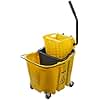 Carlisle FoodService Products Omnifit Mop Bucket with Side Press Wringer and Soiled Water Insert for Floor Cleaning, Kitchens, Restaurants, And Janitorial Use, Polypropylene (Pp), 35 Quarts, Yellow